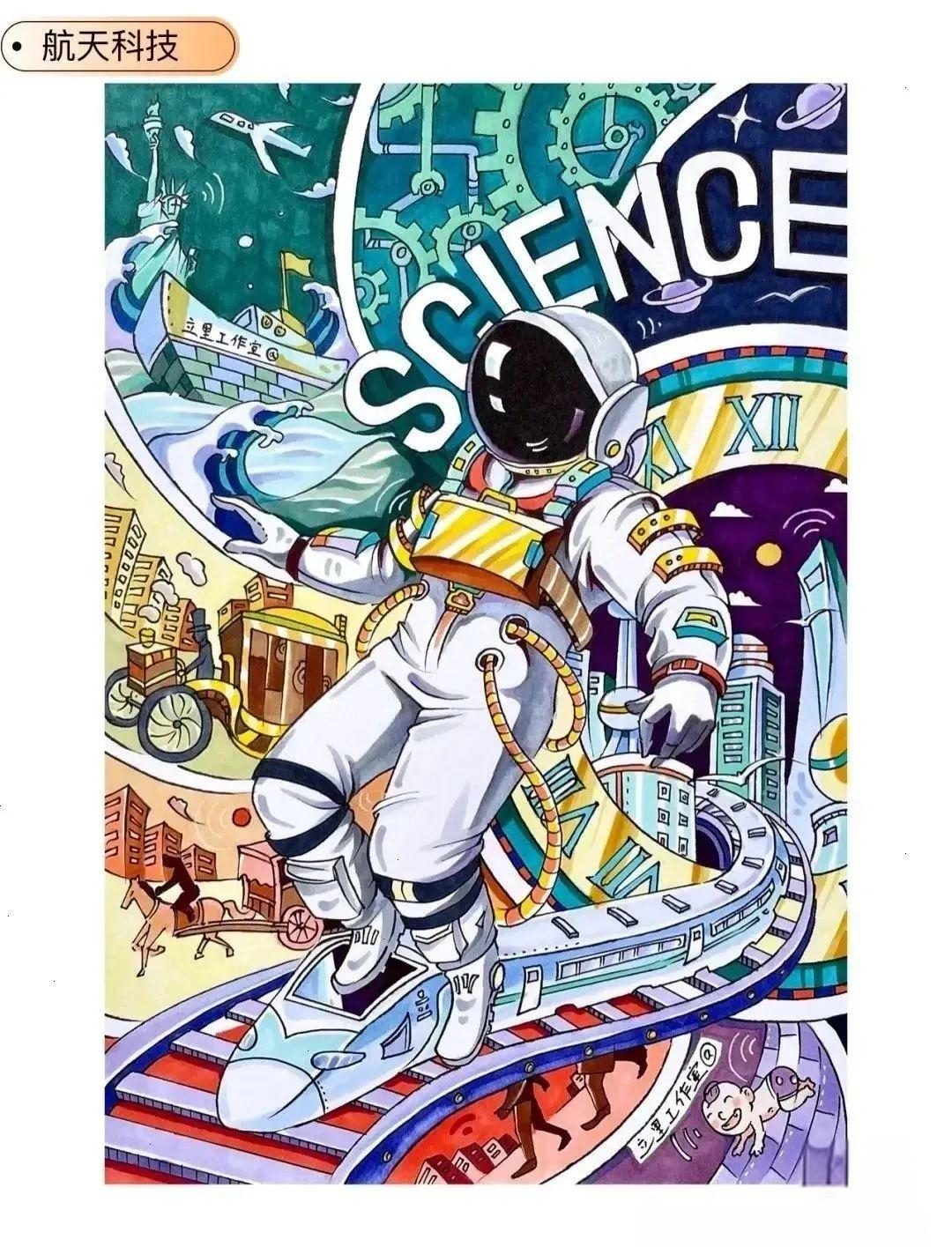 精选未来科技主题的创意科幻画素材,儿童科幻画创作要点与画法详解