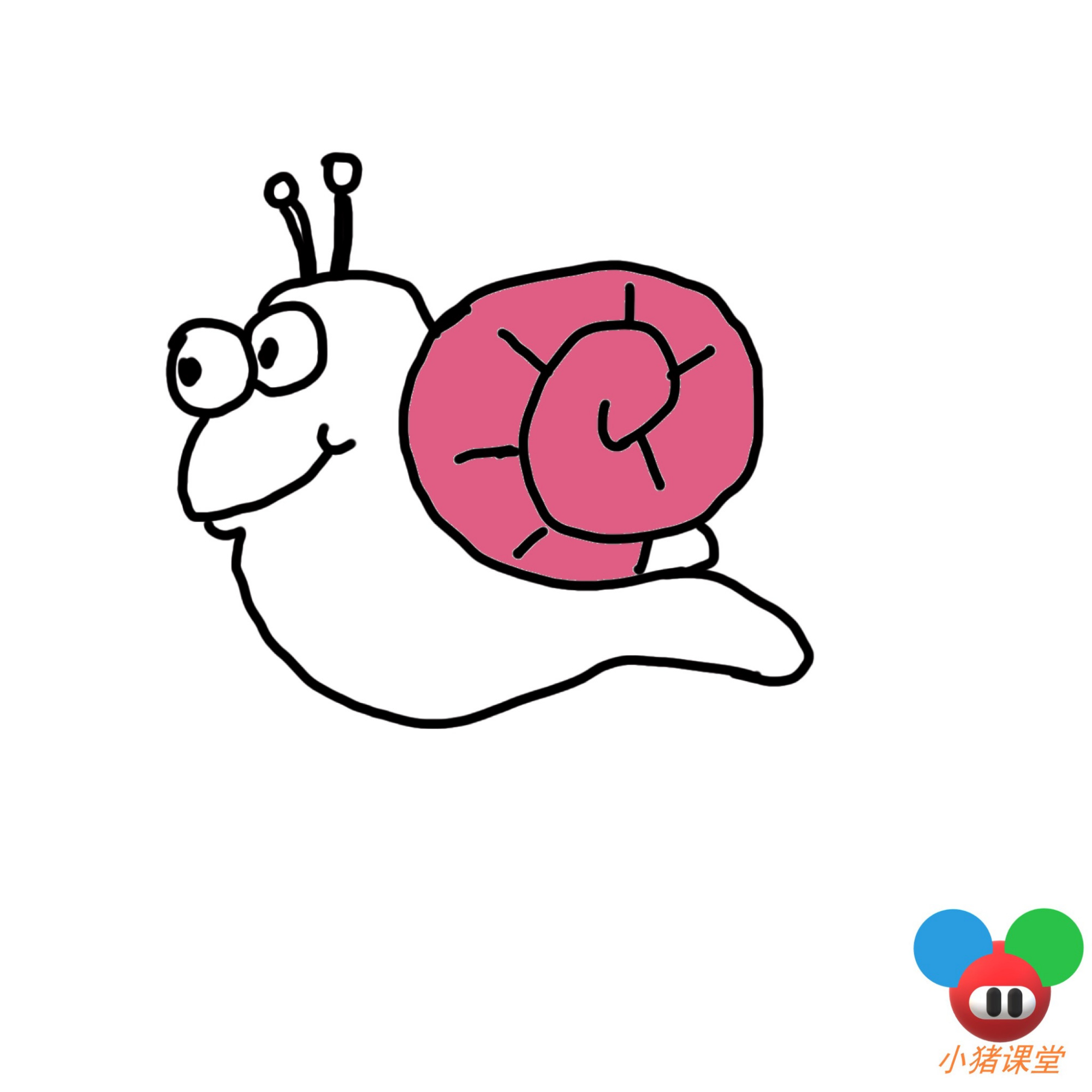简笔画步骤图教学:不知道怎么画可爱的小蜗牛?6步教你轻松搞定