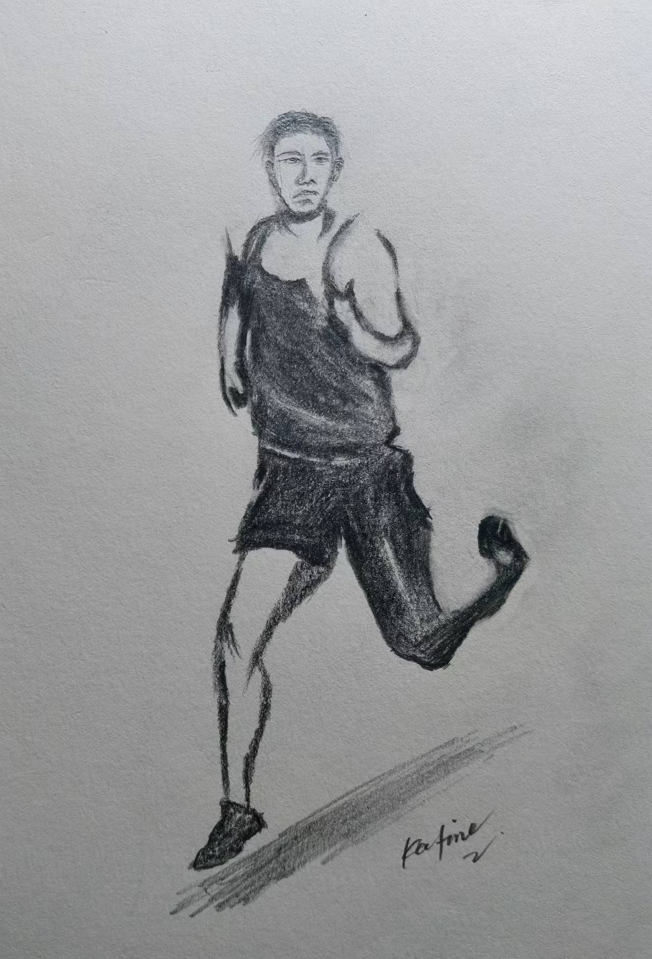 跑步运动员素描图片