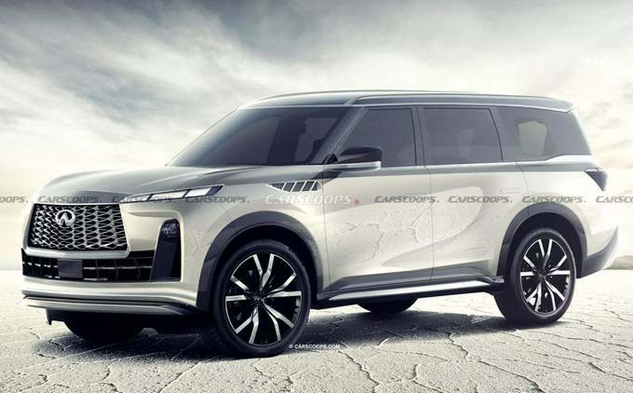 日前智电出行获取了英菲尼迪全新一代qx80车型外观渲染图片,新车预计