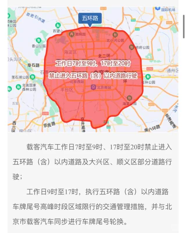 北京限行区域图片