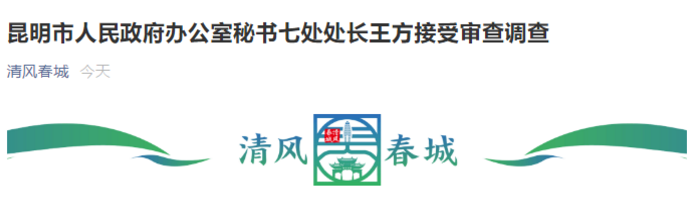 昆明市人民政府办公室秘书七处处长王方接受审查调查