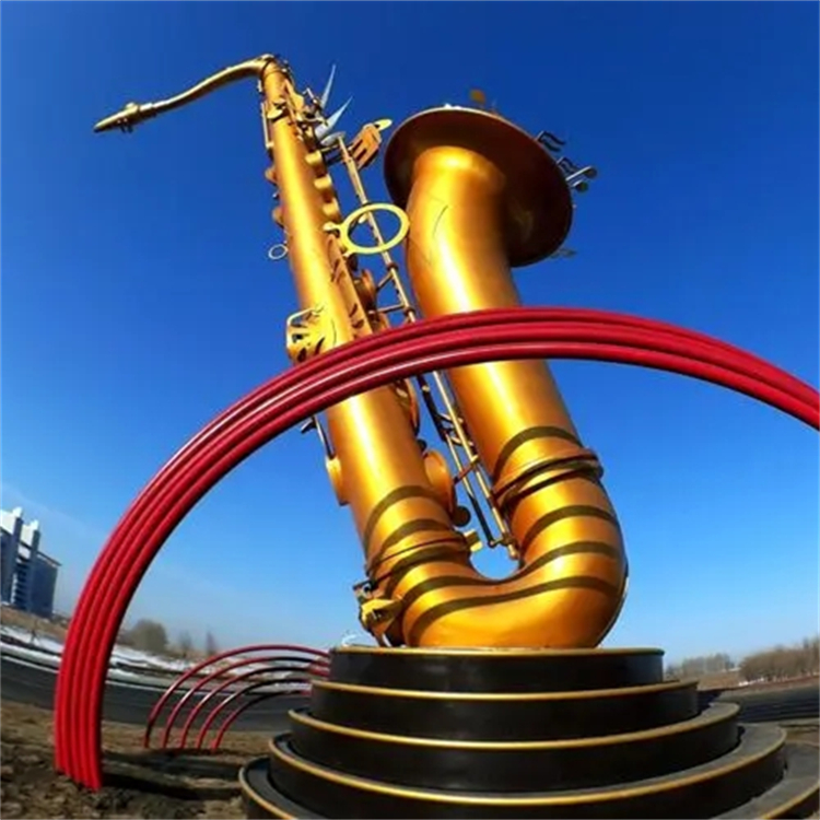 不锈钢萨克斯雕塑,西方乐器主题雕塑