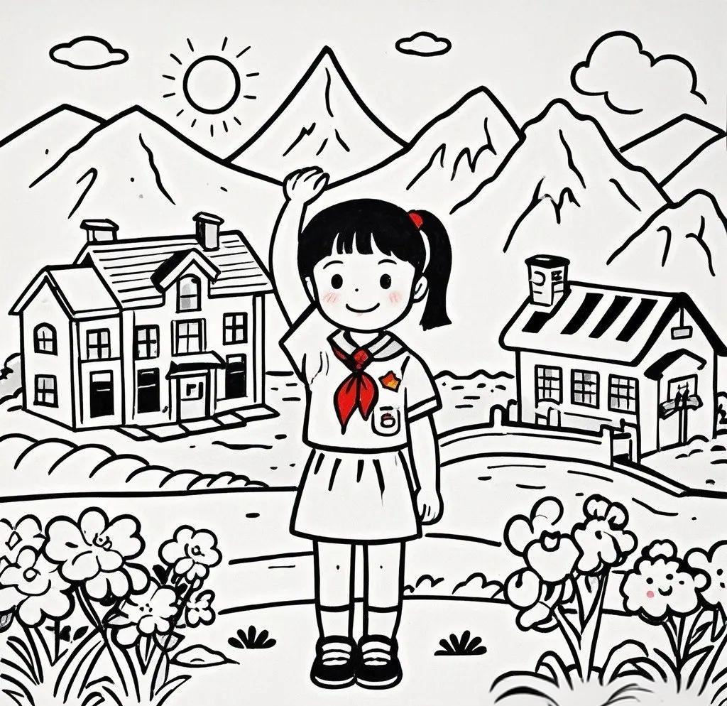 红领巾与新时代的梦想:黑白线稿素材创作指南