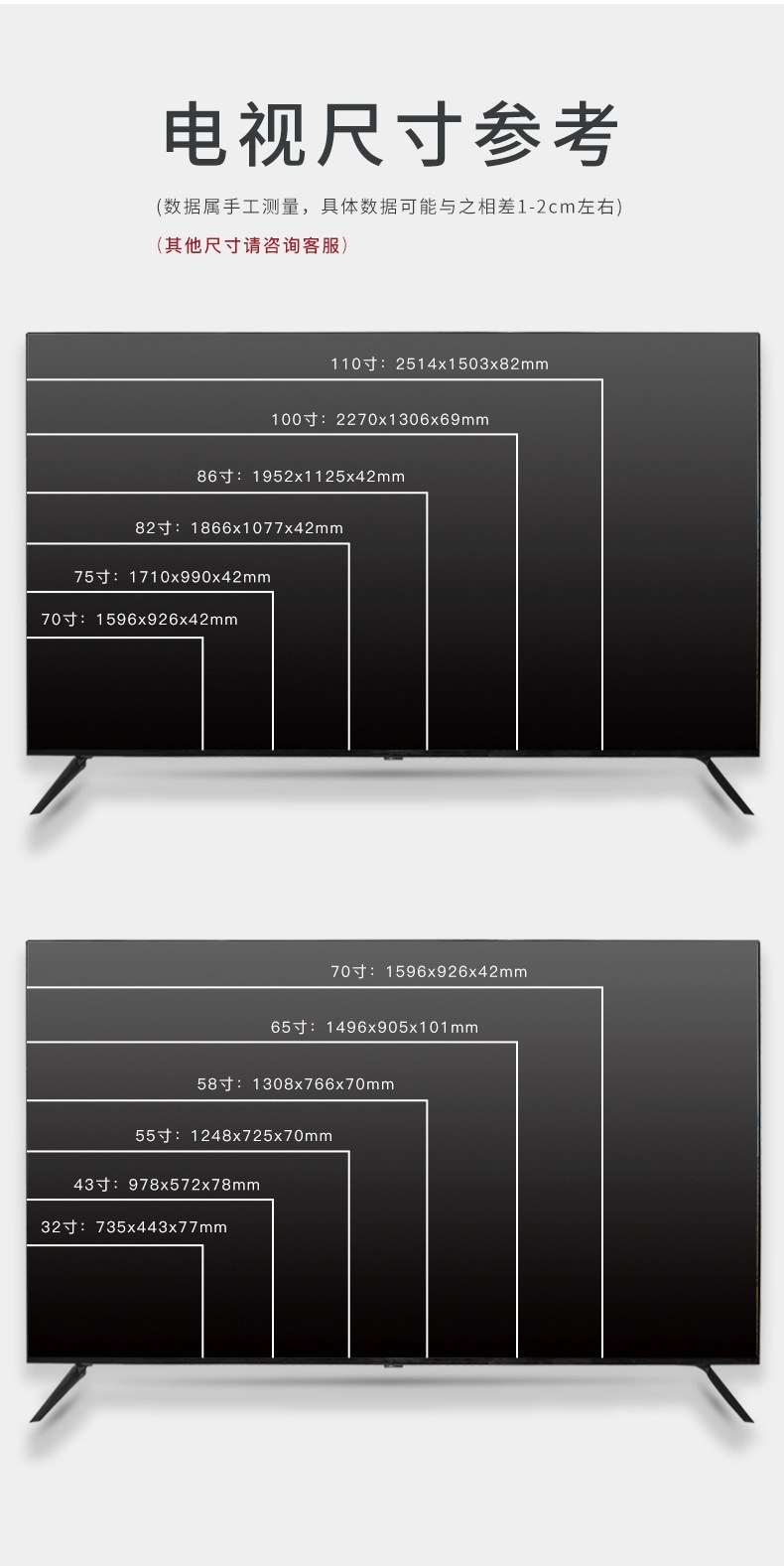 70寸比65寸电视比较图图片