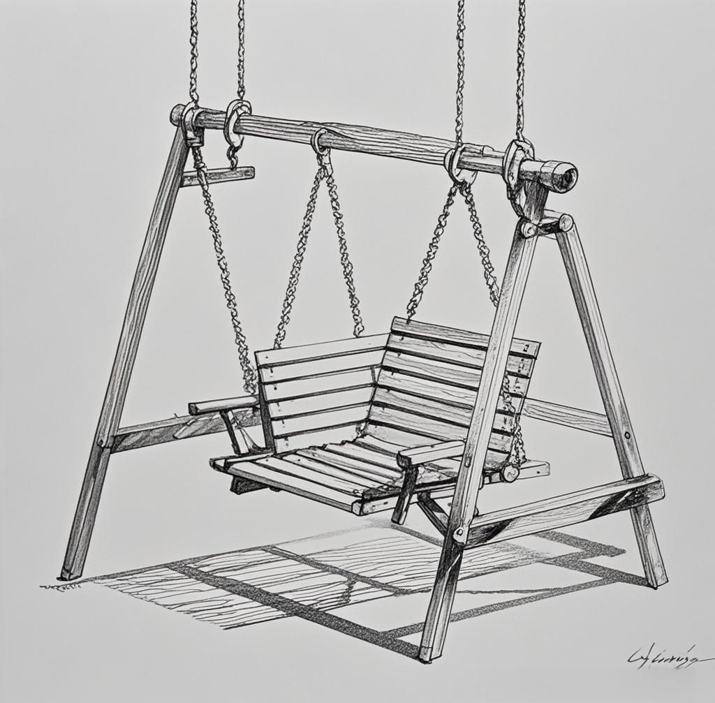 秋千线描图:描绘童年的欢乐与诗意