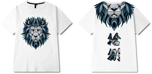 动物狮子印花图案服装裁片t恤全身印印花花型素材