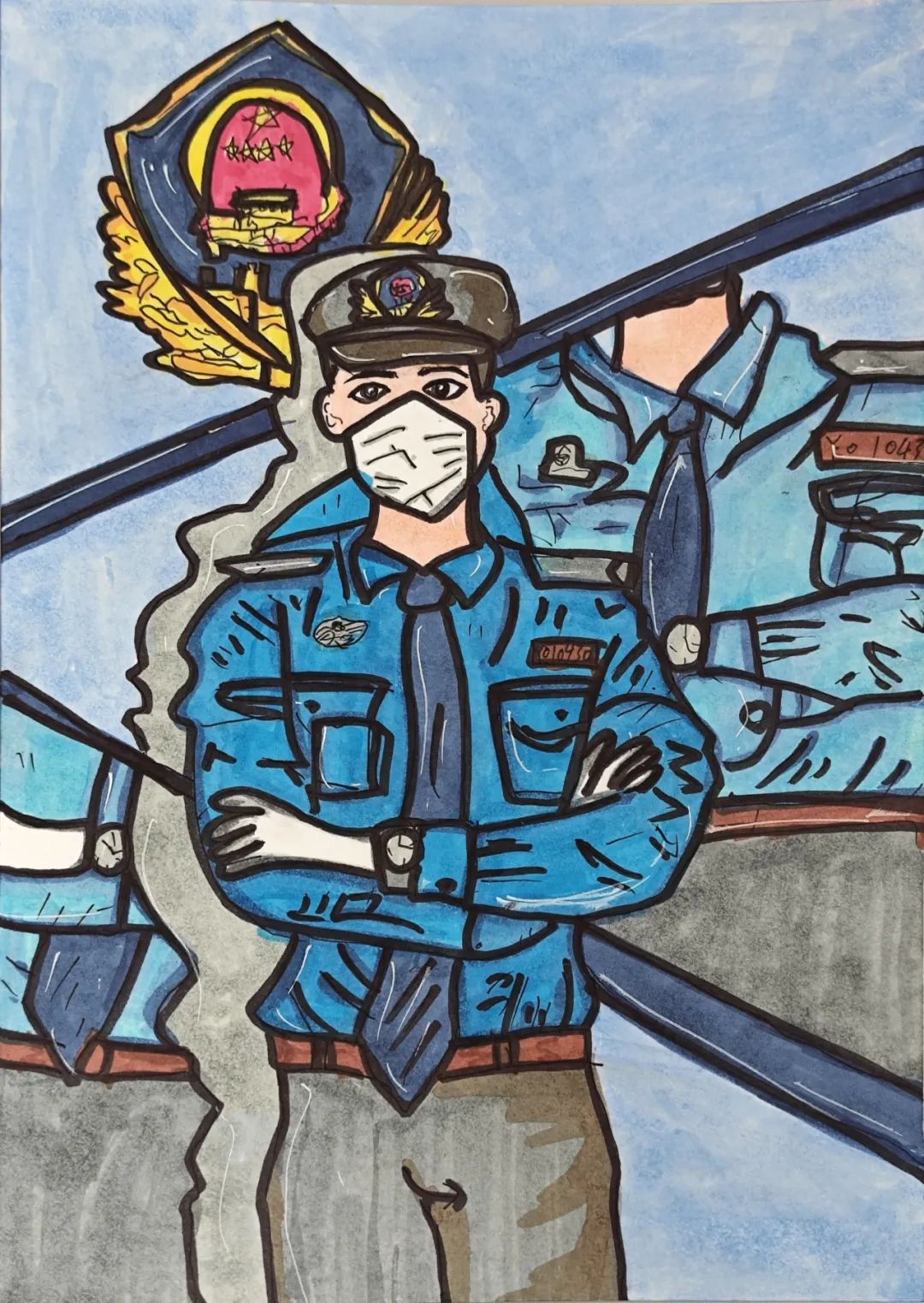 致敬警察节,小朋友用画笔描绘属于自己的蜀黍形象