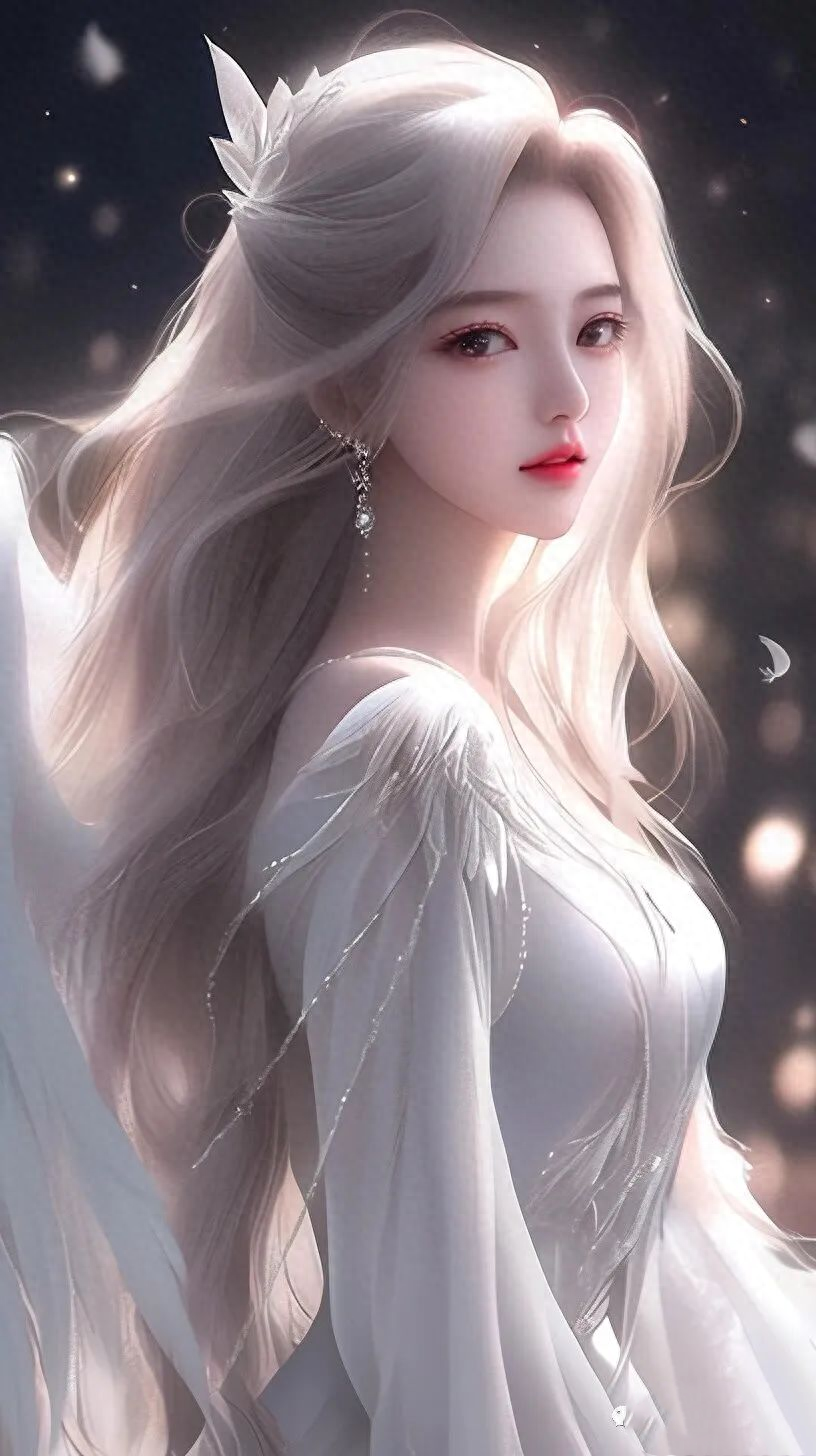 二次元壁纸,白头发的动漫女神,有着美丽的外貌和独特的魅力