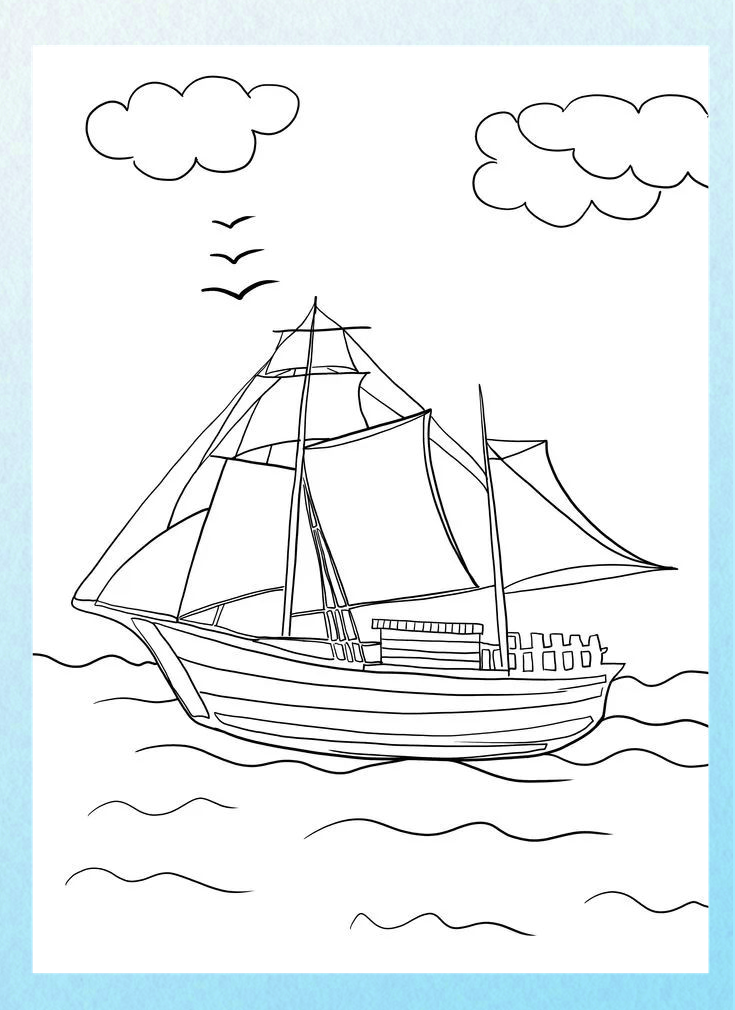 如何用简笔画展现帆船在大海中航行的动感