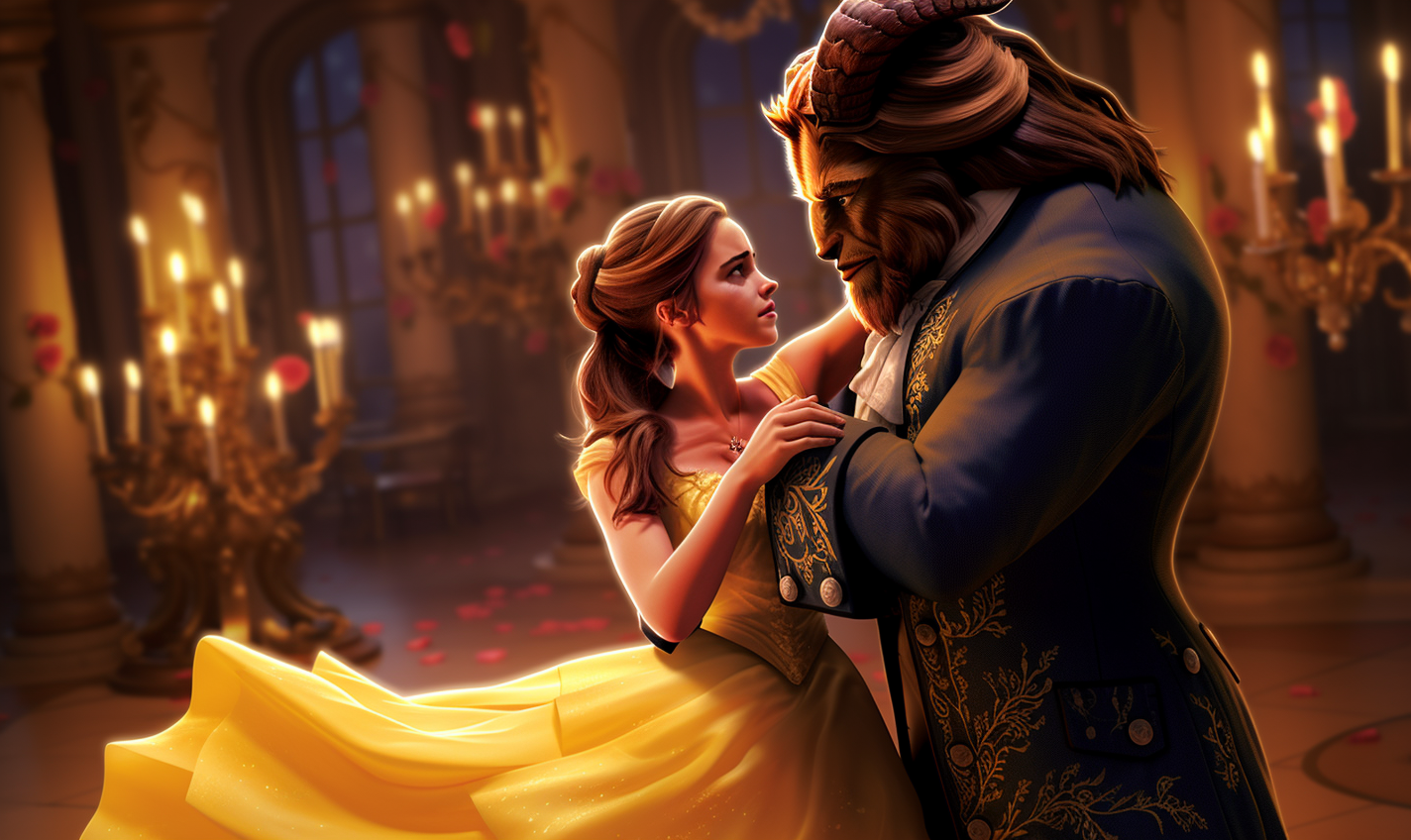 童话故事插画美女与野兽