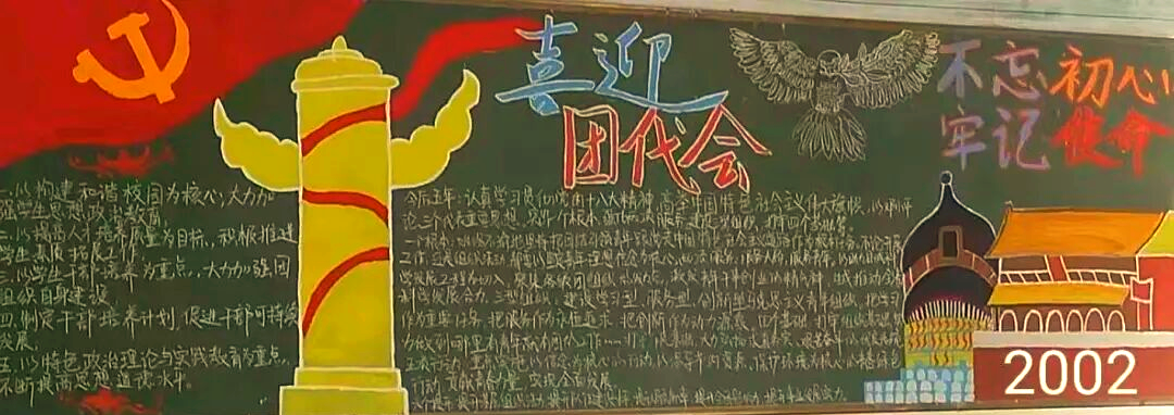 黑板报大赛迎接团代会,各班比拼创意作品