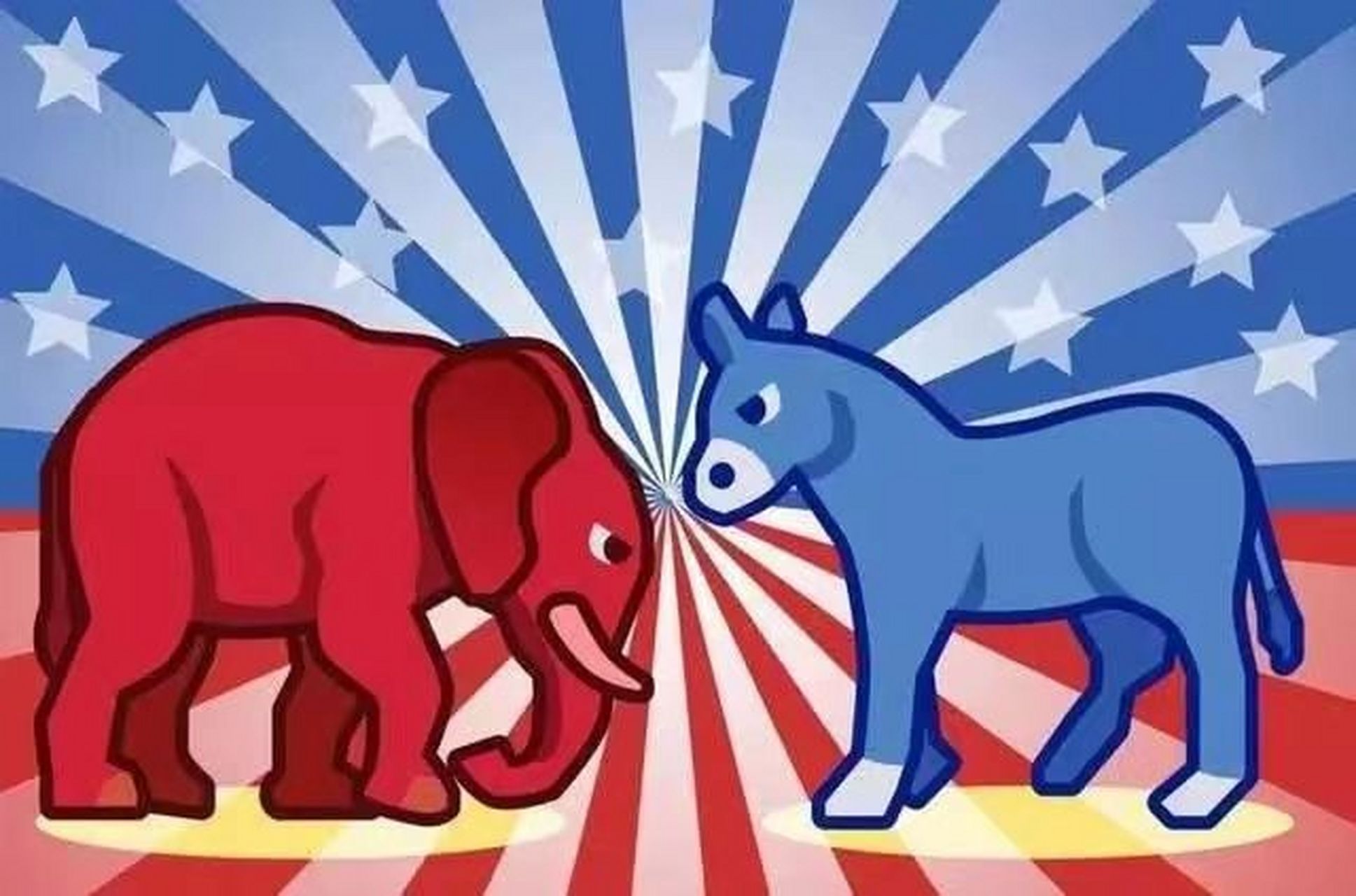 针对美国政治局势,人们经常会提到"两党党派驴象之争".