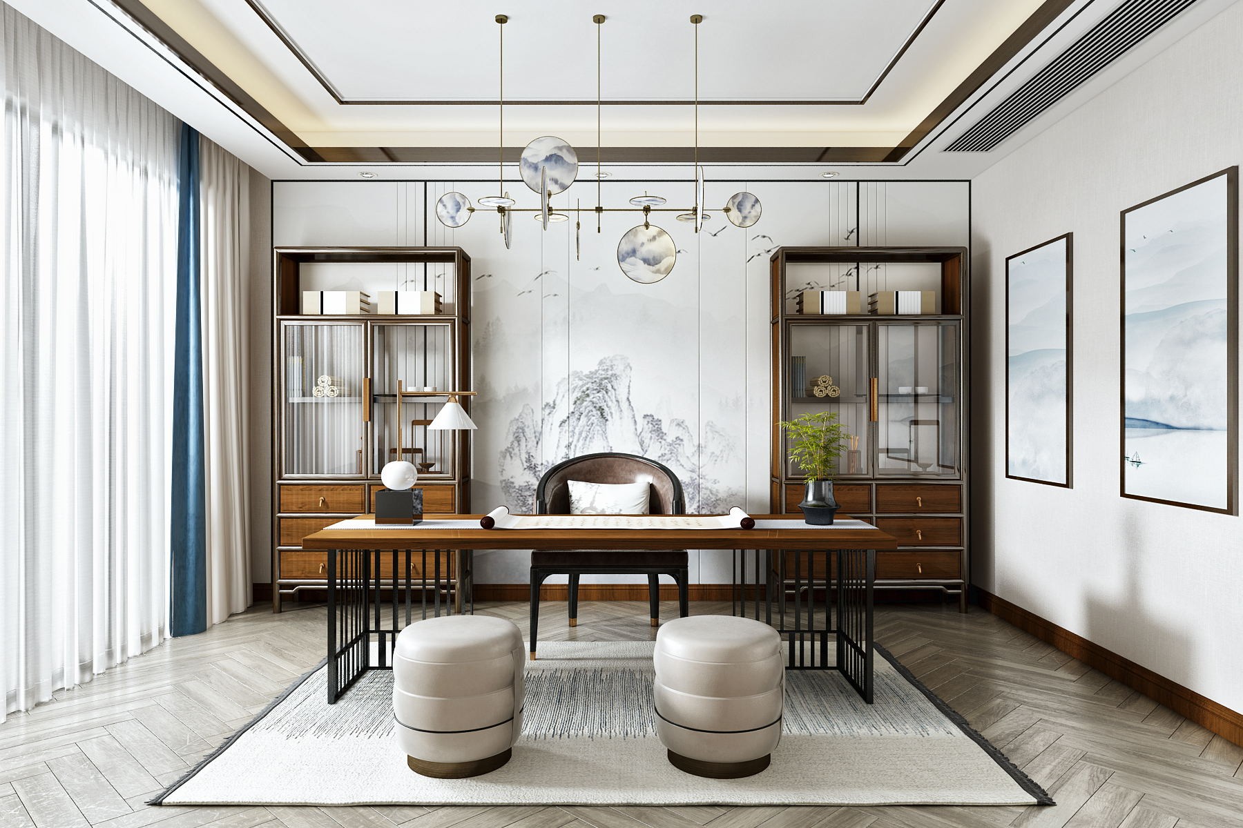 装修案例——新中式书房装修案例分享