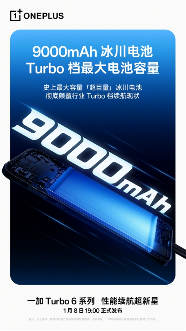 行业最强Turbo档续航！一加Turbo 6/6V全系搭载9000mAh电池