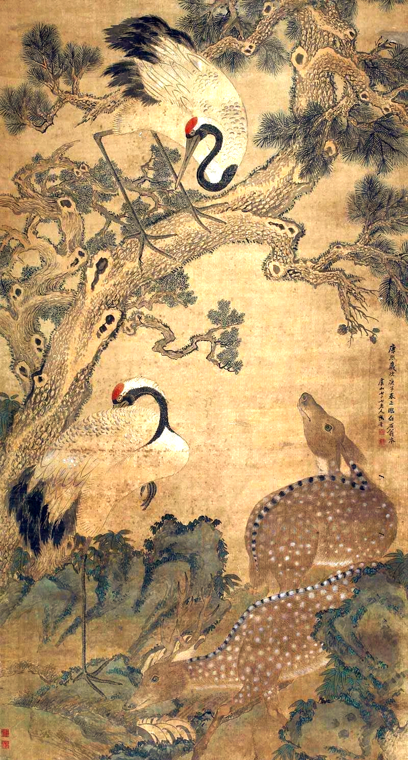 鹿鹤同春:吉祥与长寿的文化表达