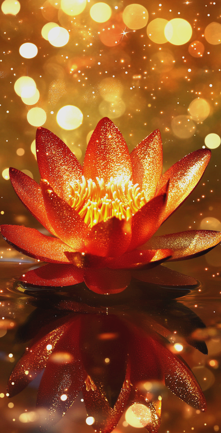 金色莲花的绽放,象征着修行之路的圆满与成就