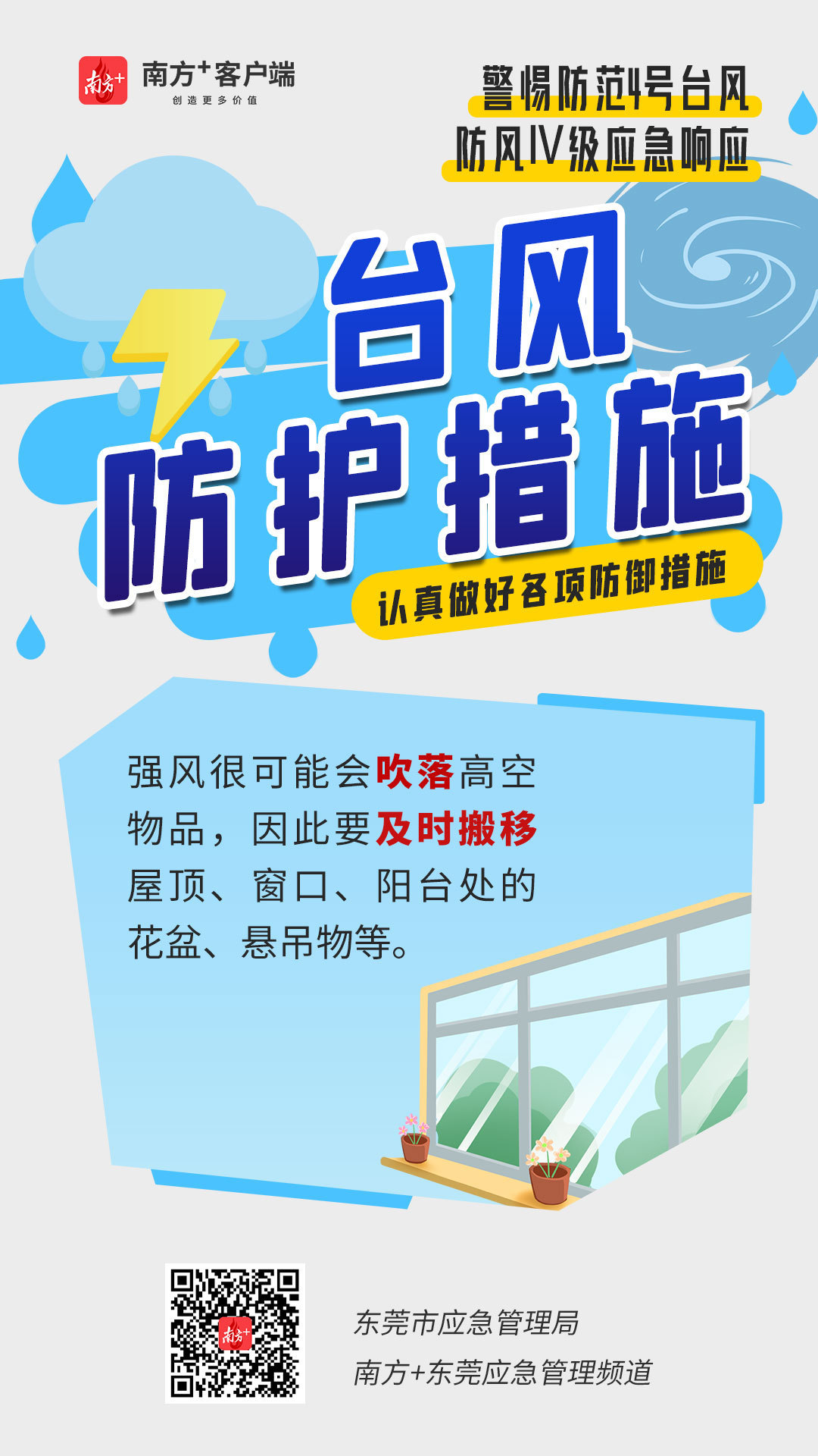 海报丨台风防护措施须知!东莞启动防风iv级应急响应