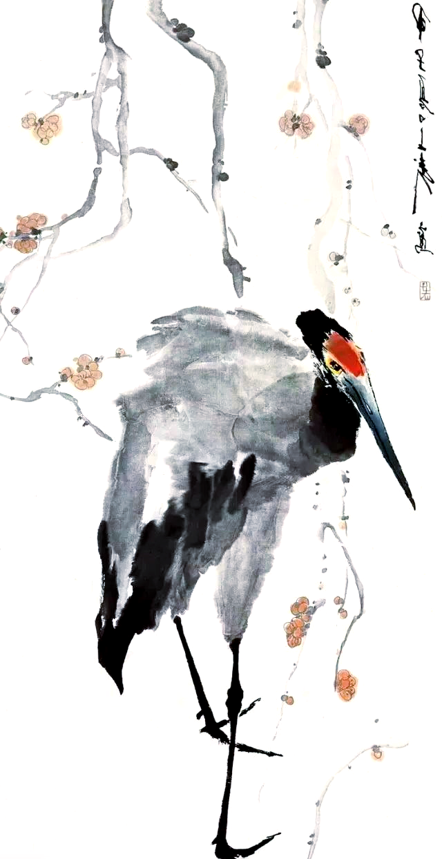 王子武笔下之仙鹤,寓意长寿与吉祥