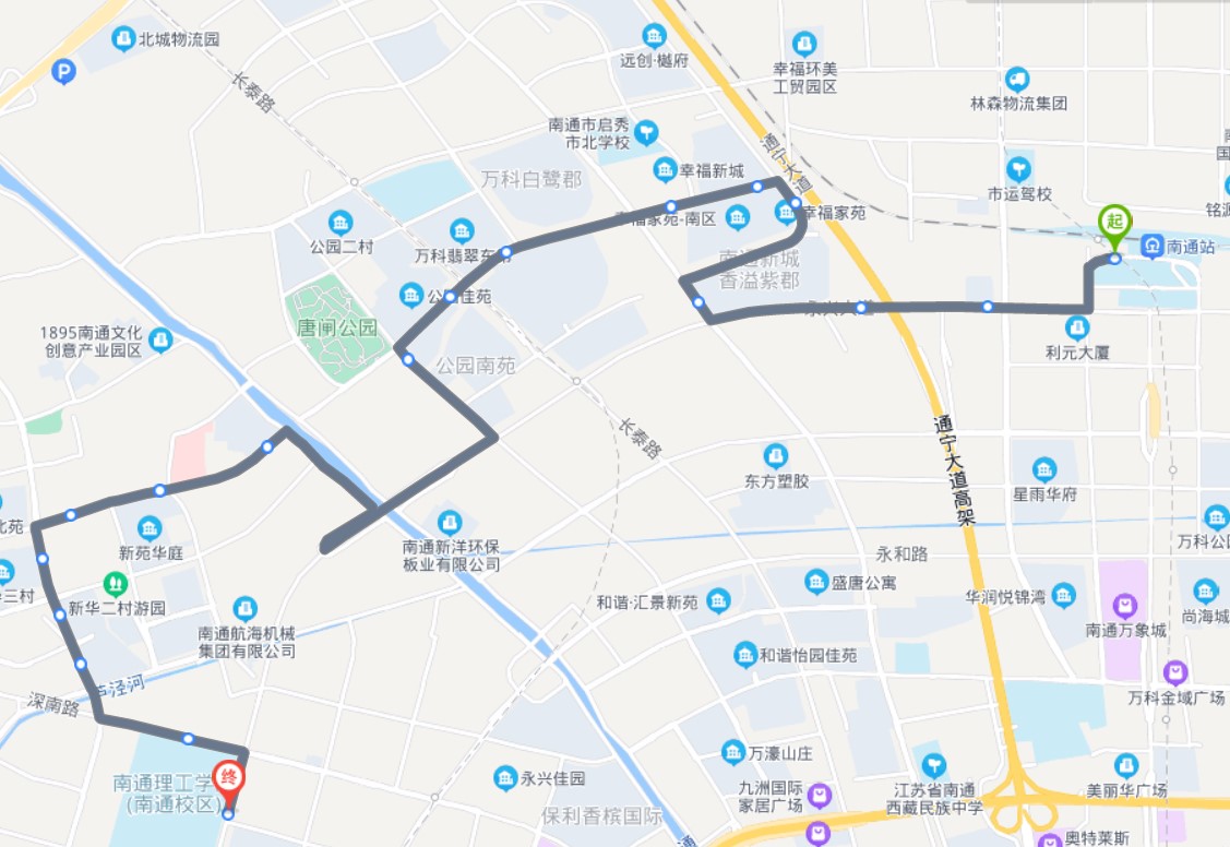 江苏南通火车站途经公交车线路乘坐点及其运行时间