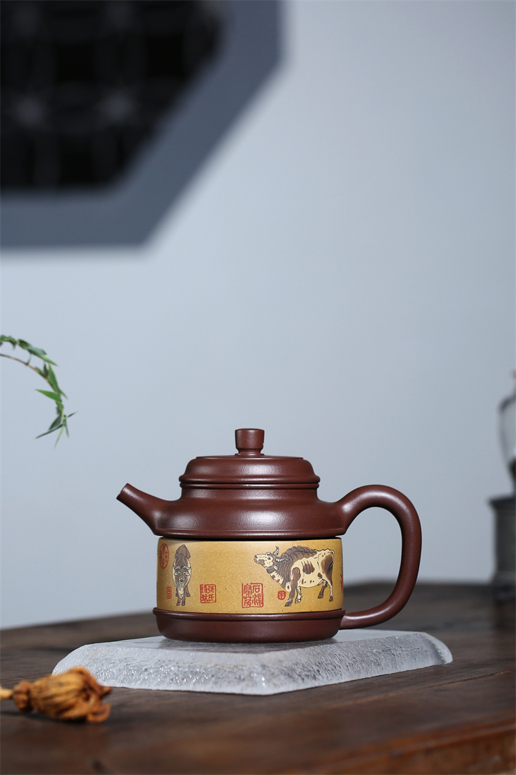 紫砂壶大师壶蒋惠娟全手工紫砂五牛德钟