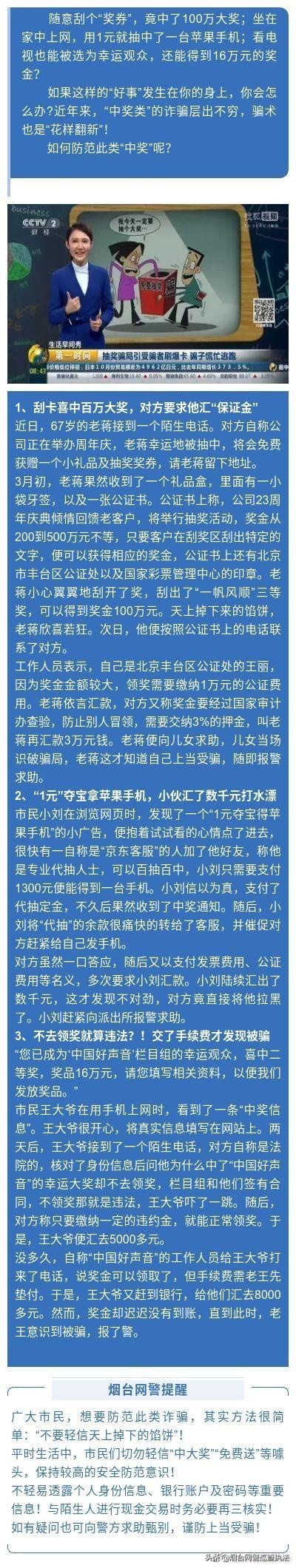 警方提示:这些中奖诈骗套路您知道吗?