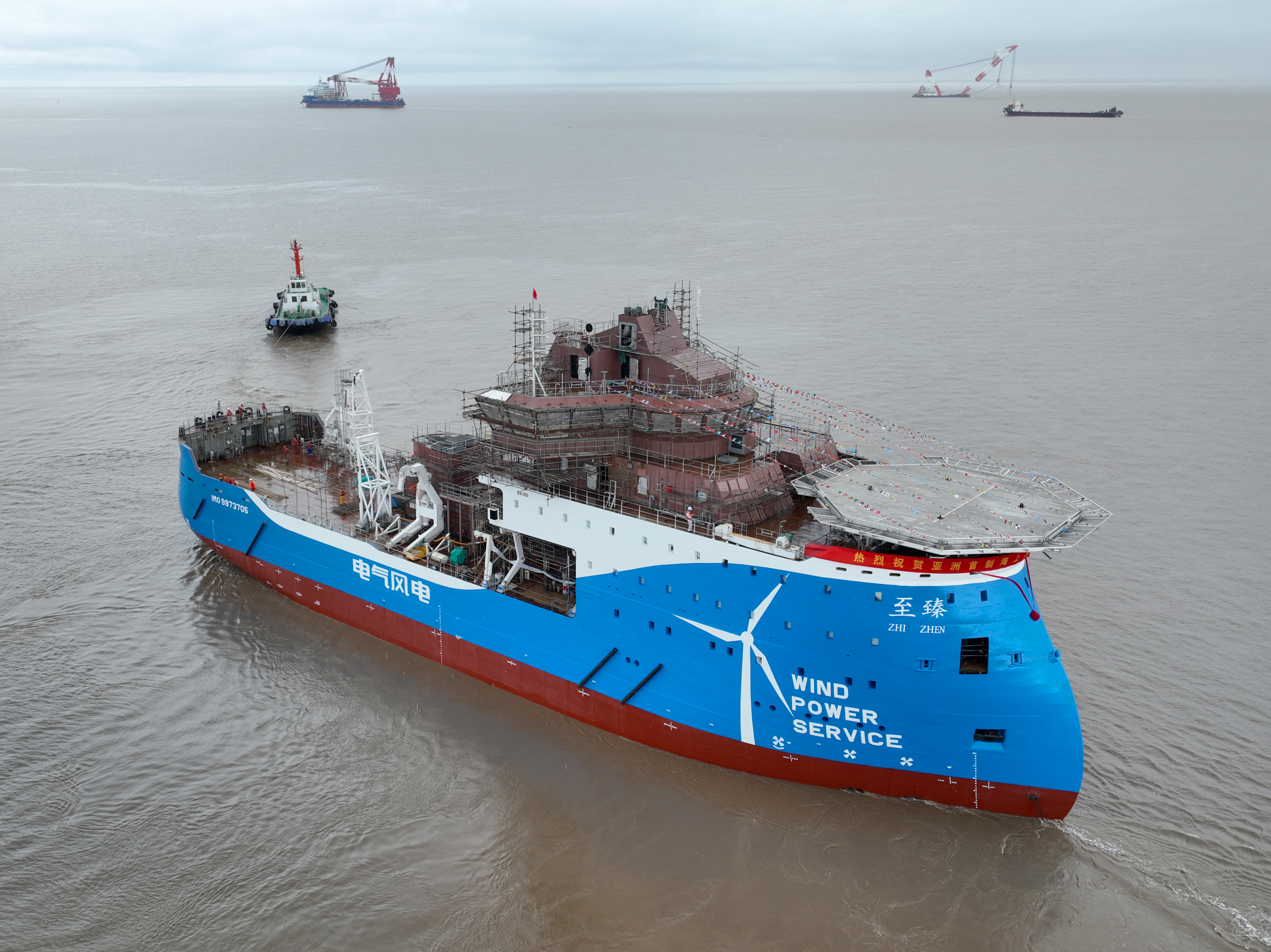 (社会)江苏启东:海上风电运维母船顺利下水