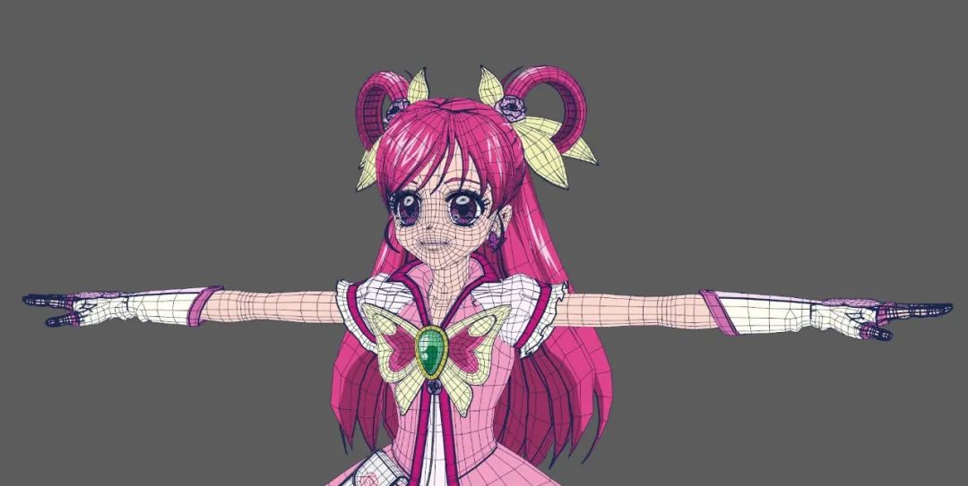 cure dream的动漫模型线框图展示.