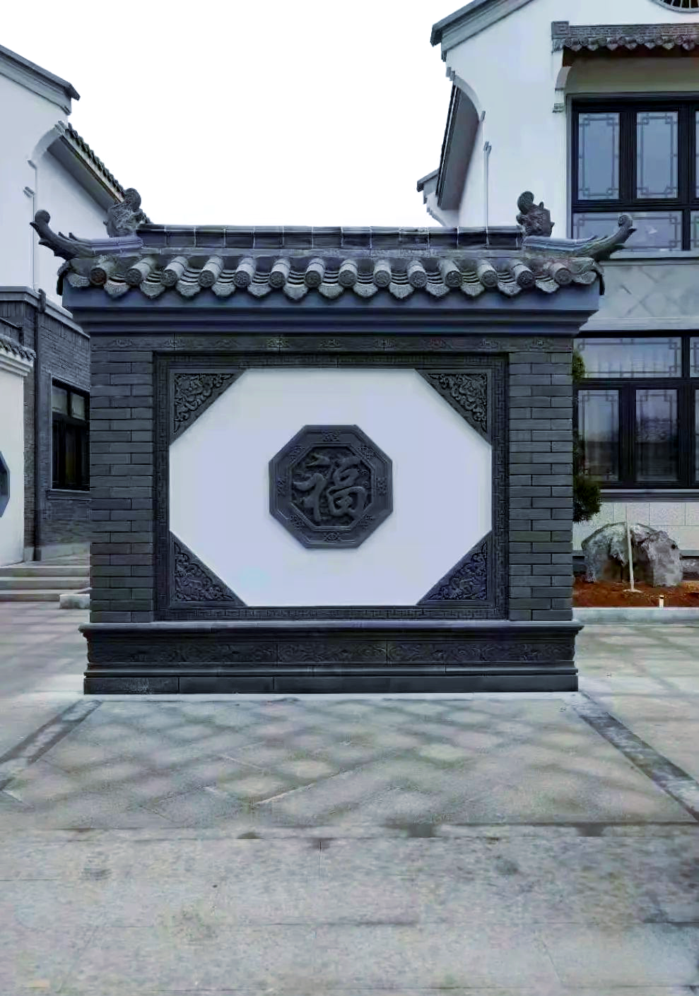 影壁:不仅具有风水功能,还展现出多样的艺术图案