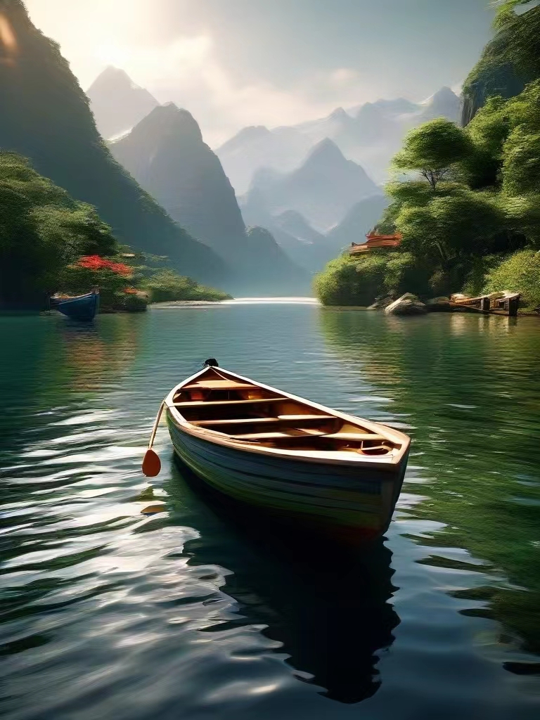 头像·山水相依,小船悠悠