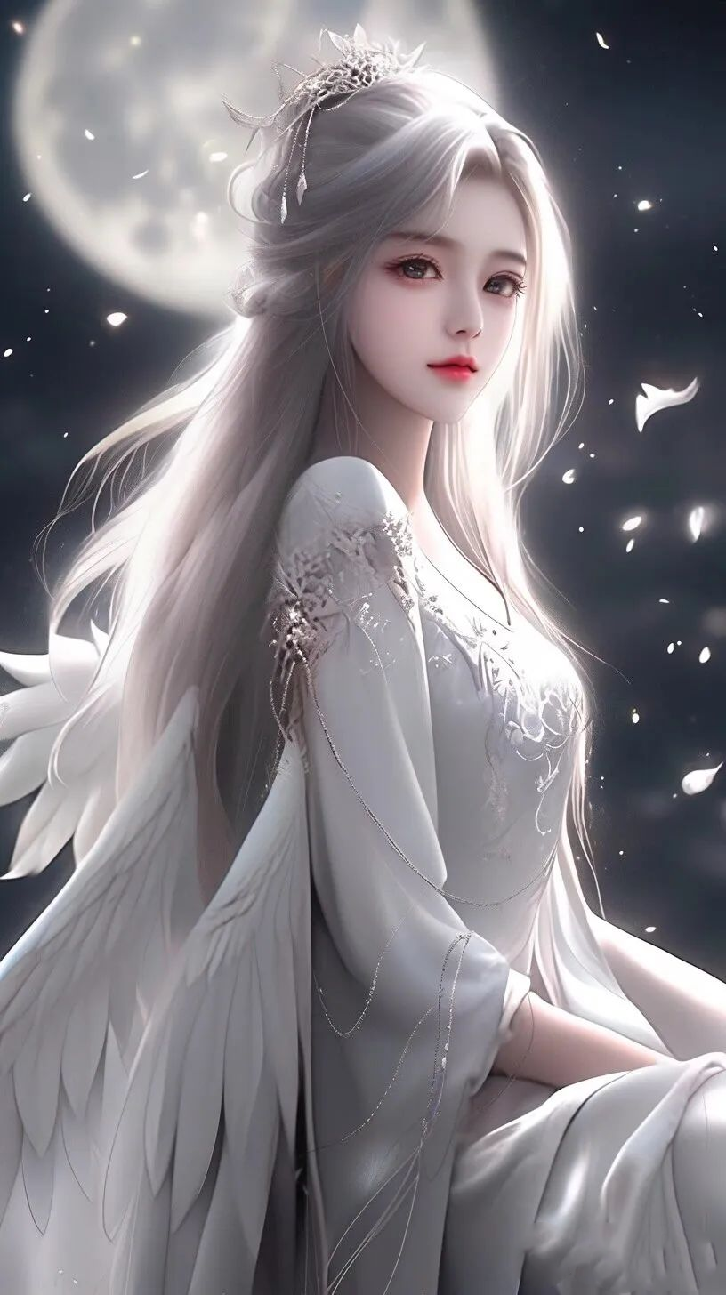 二次元壁纸,白头发的动漫女神,有着美丽的外貌和独特的魅力