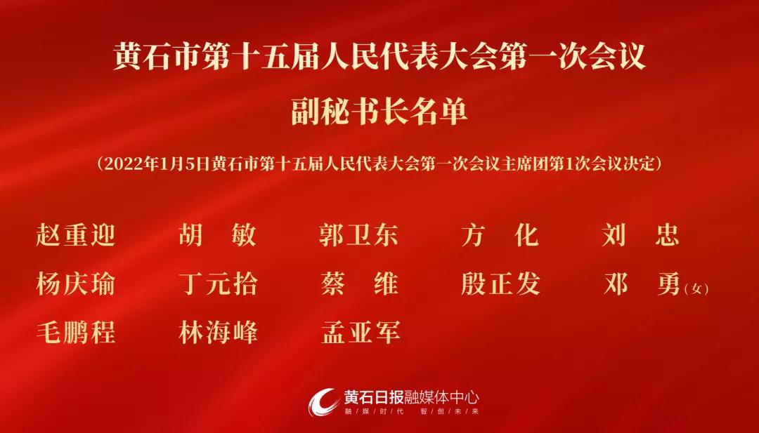 黄石市第十五届人民代表大会第一次会议副秘书长名单