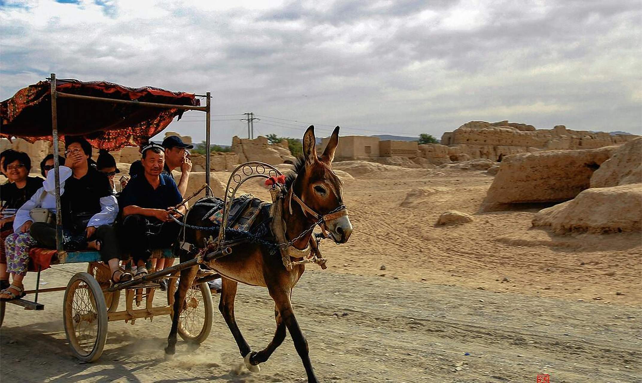 驴车,悠悠地驶过高昌故城 汪鹤年 没想到,我生平第一次坐驴车,是在
