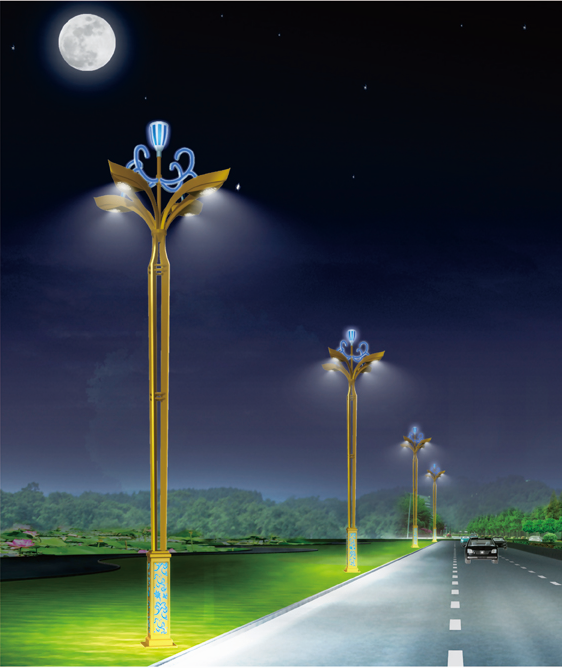 八叉九火玉兰灯中山定制10m12米户外高杆灯市政led中华景观路灯