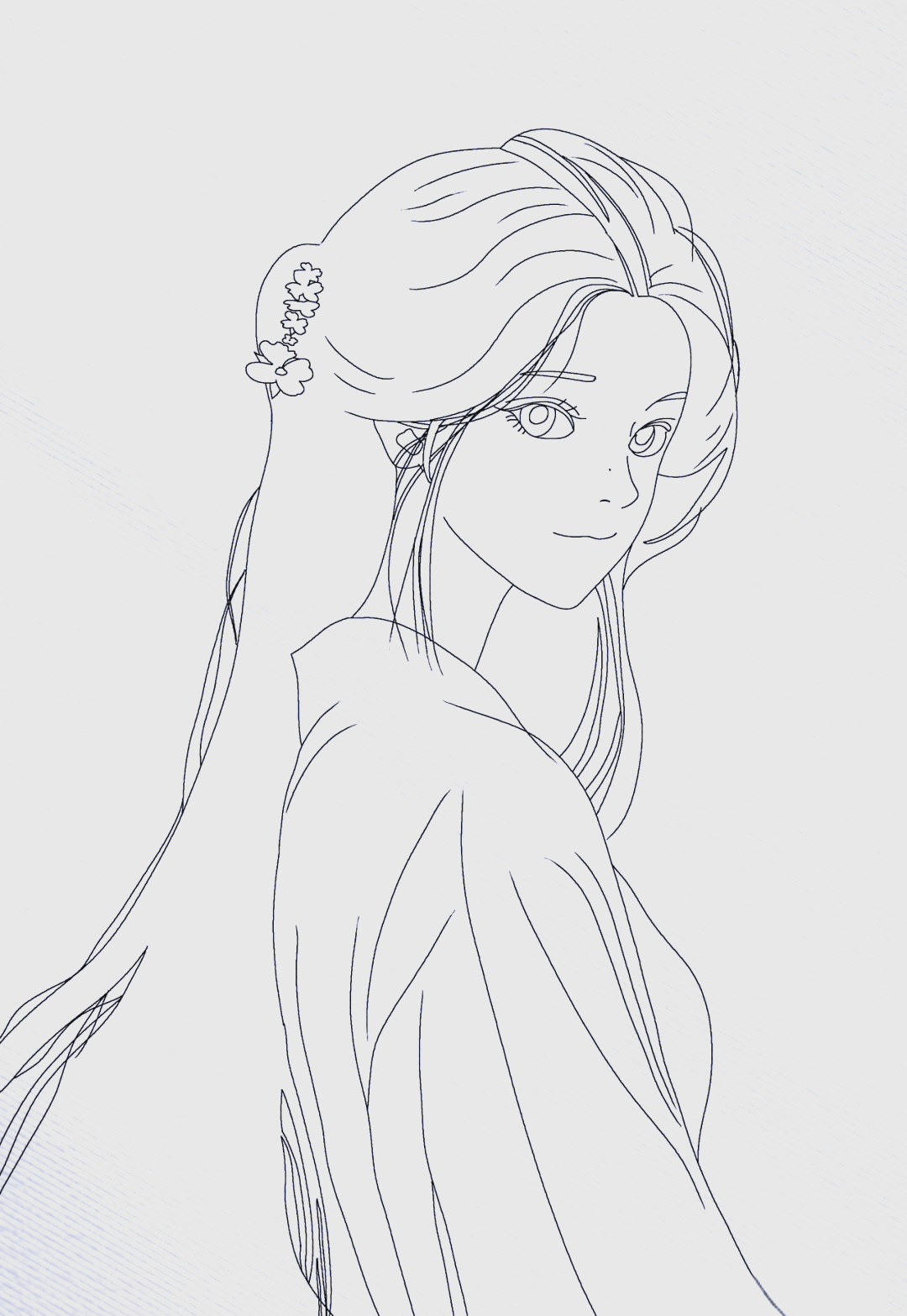 古风美女简笔画,探索画中故事