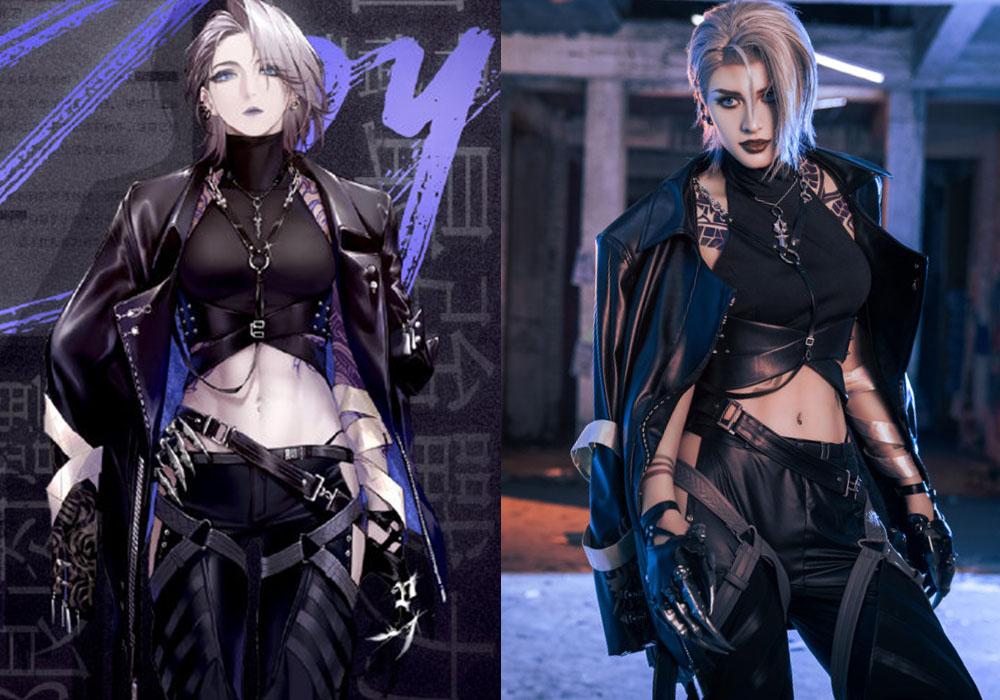 卡琳娜cos的帅气大佬,浓妆骑摩托超飒,视频截图比精修还要好看