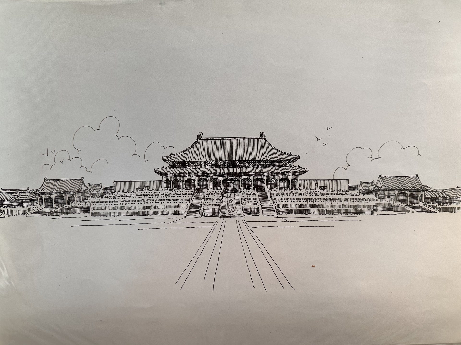 北京六旬画家手绘百幅钢笔画,记录中轴线变迁