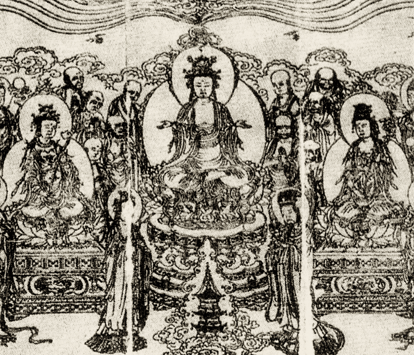明建文元年 卢舍那佛说法像扉画 杭州天龙寺刊本《八十华严》