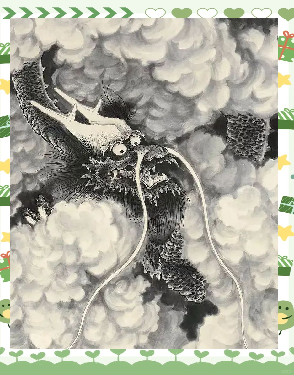 张善孖的《云龙图》同样展现了其高超的绘画技艺