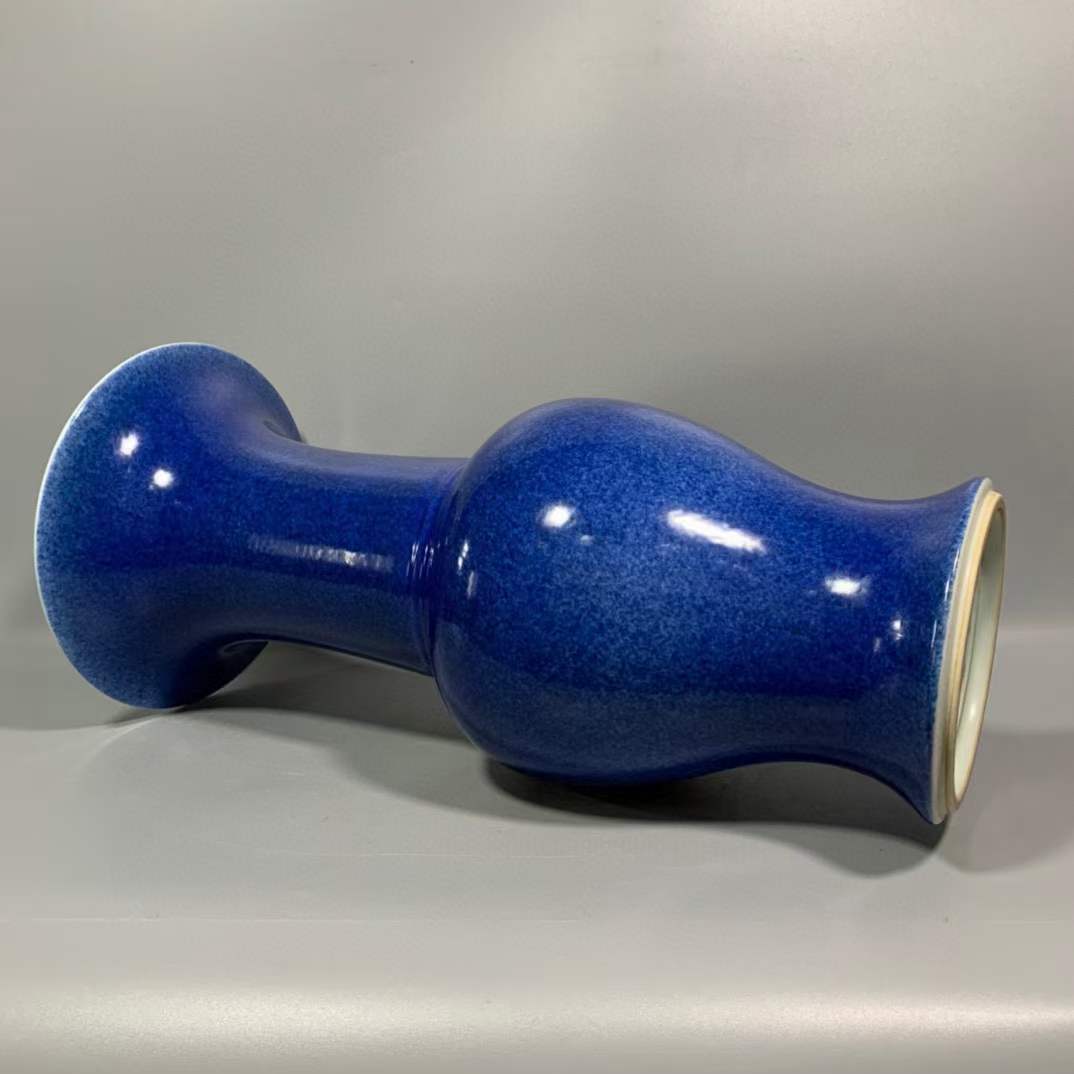 霁蓝釉凤尾尊-大清康熙年制「旧藏」瓶口直径23cm高46.5cm