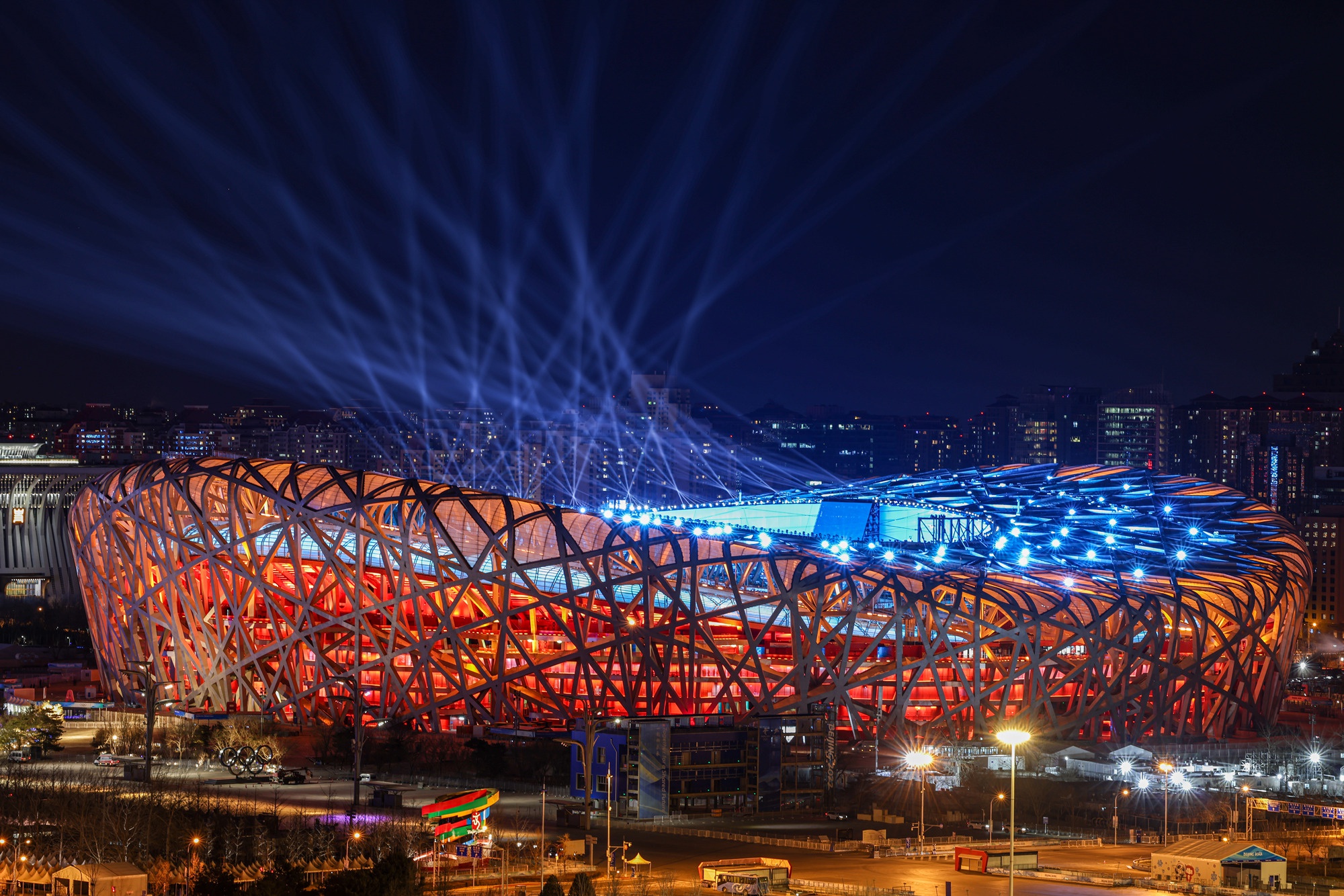 首都体育馆夜景图片