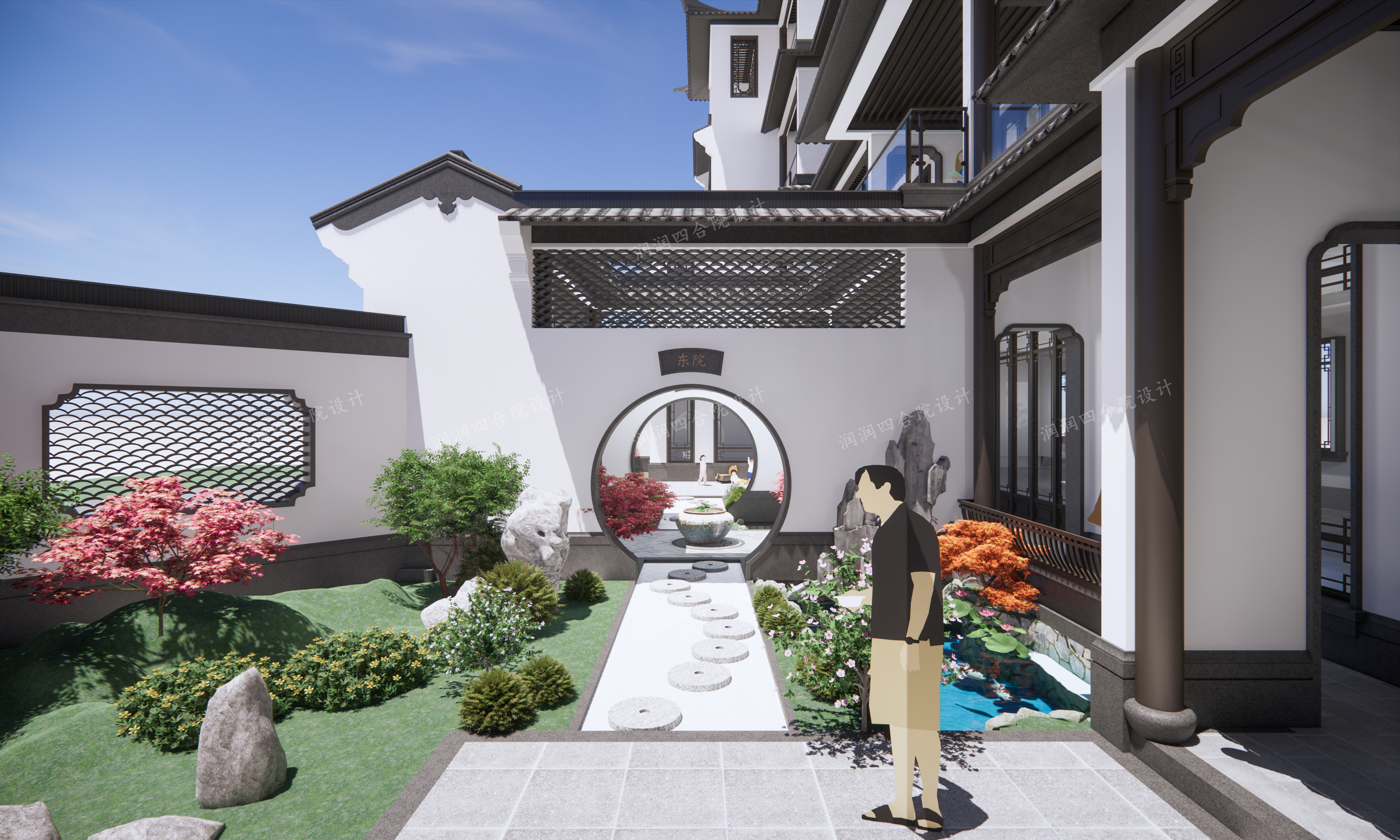 兄弟合建中式庭院别墅兼民宿一户150平米,春节回乡四代同堂