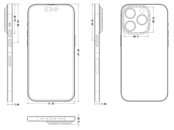 iphone 13 pro相同,而设计图上也显示,两款手机都会用苹果新的设计