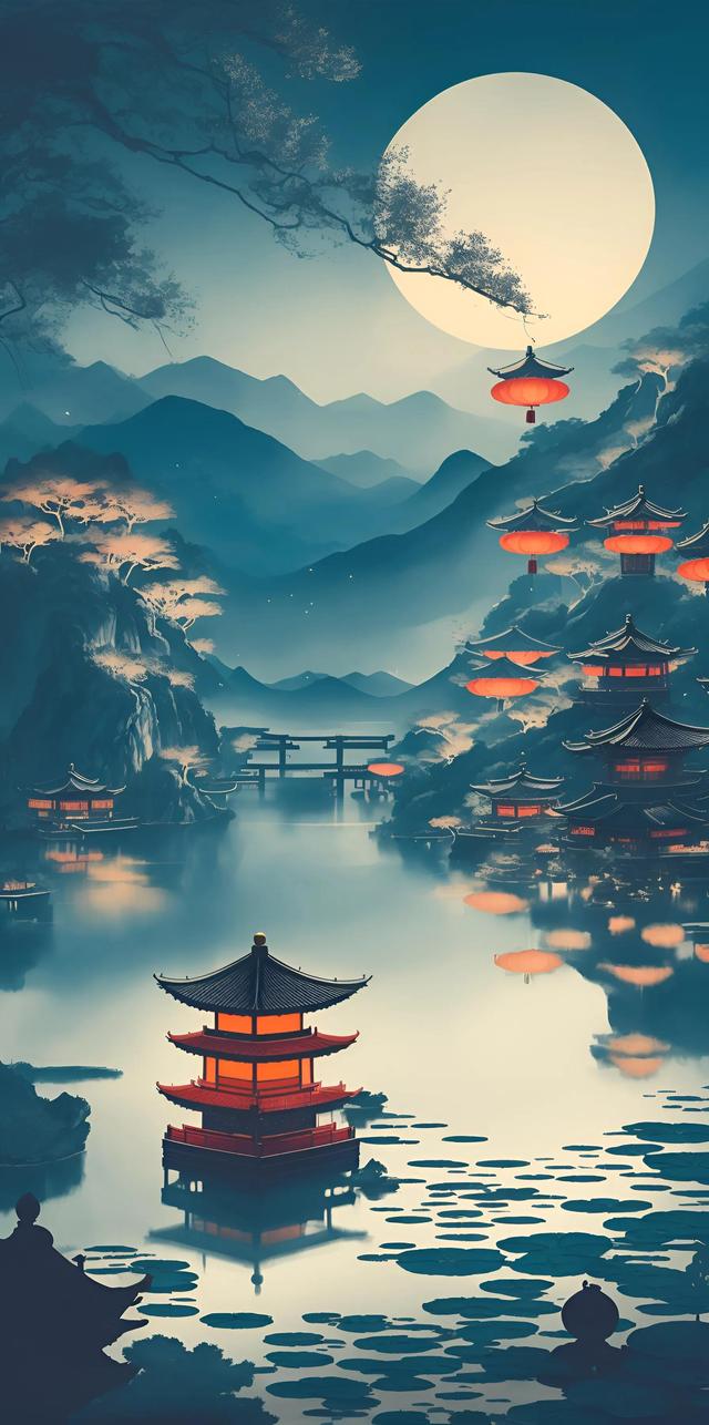 国风山水壁纸|浮云一别后,流水十年间