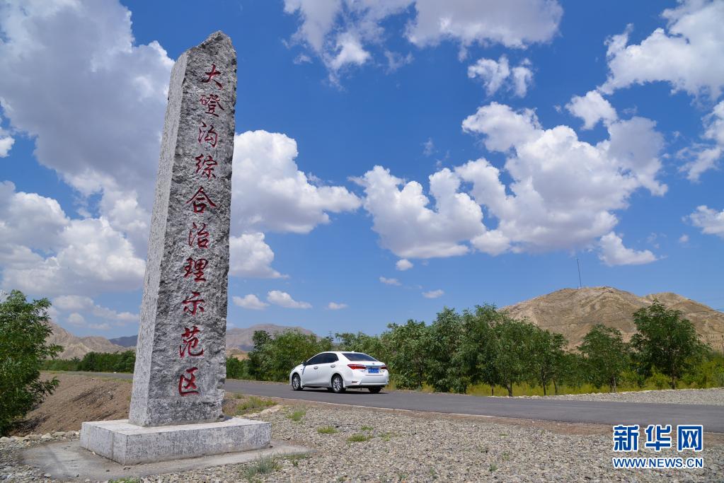 这是贺兰山宁夏石嘴山段大磴沟综合治理示范区一景(7月28日摄).