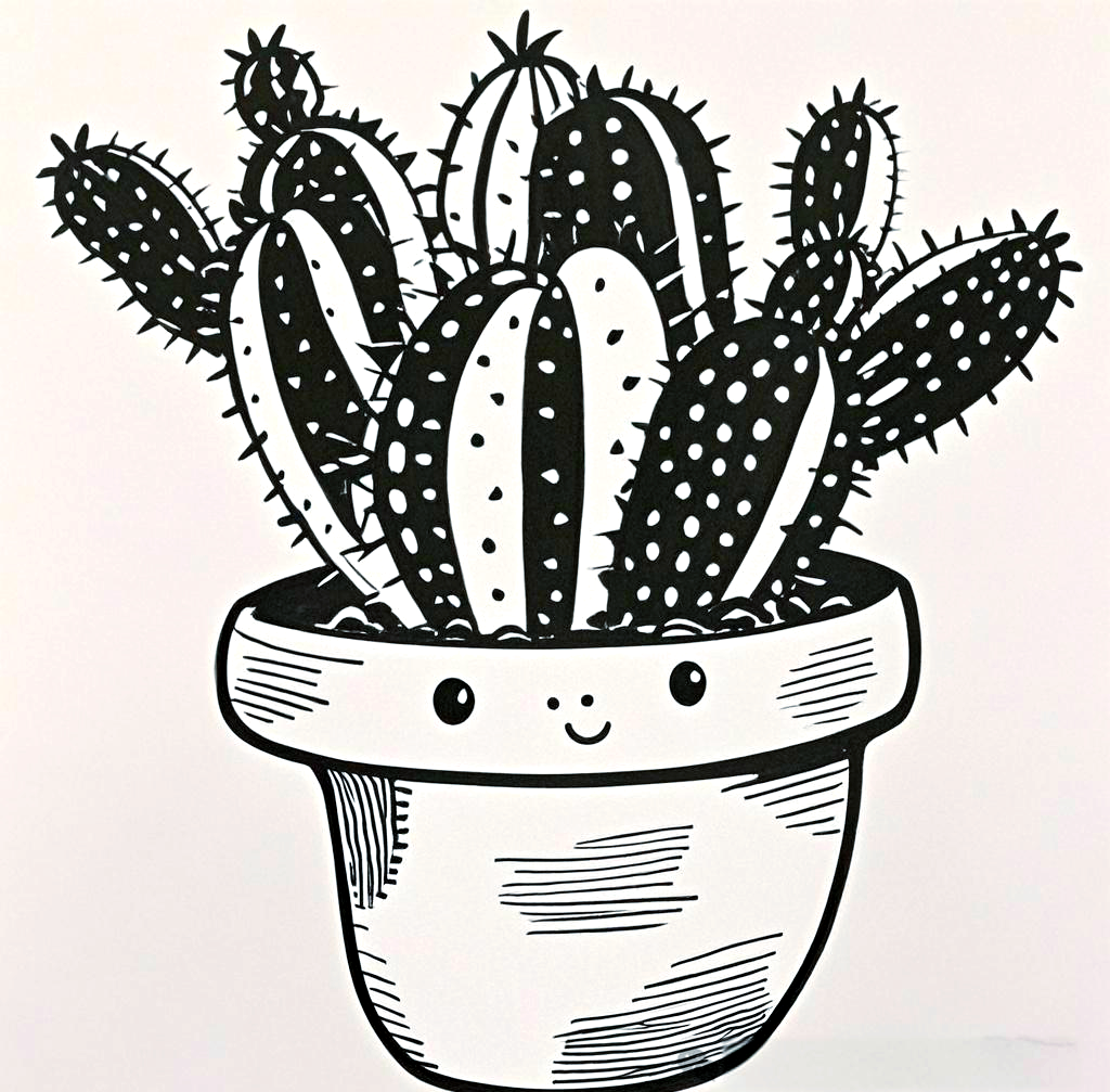如何用简笔画线描展现仙人掌的独特魅力