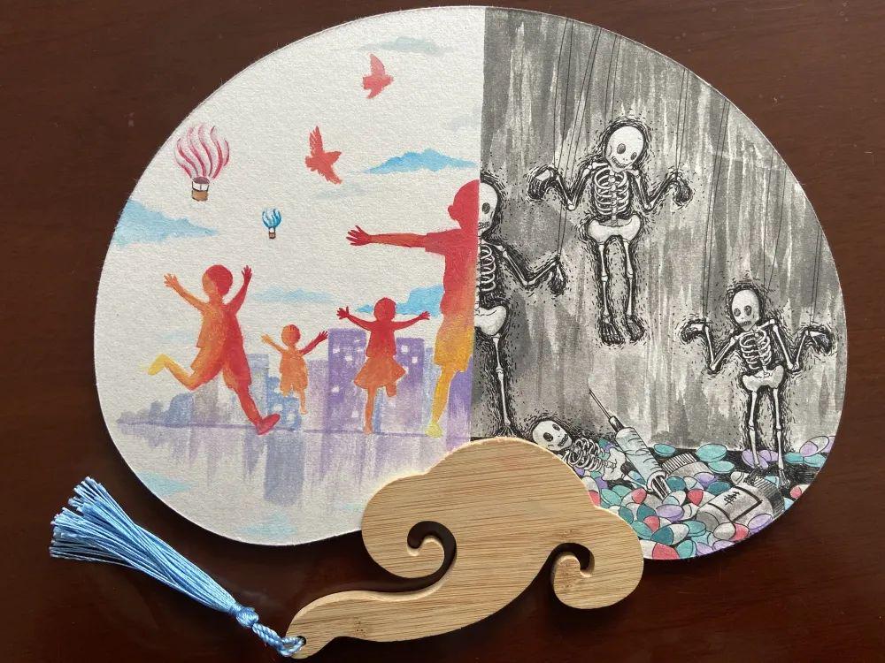 扇子上的禁毒,极美!