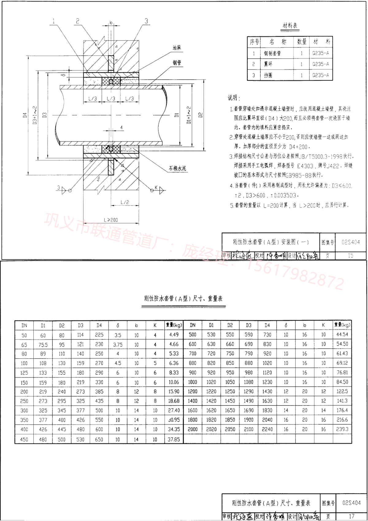 02s404型刚性防水套管图集