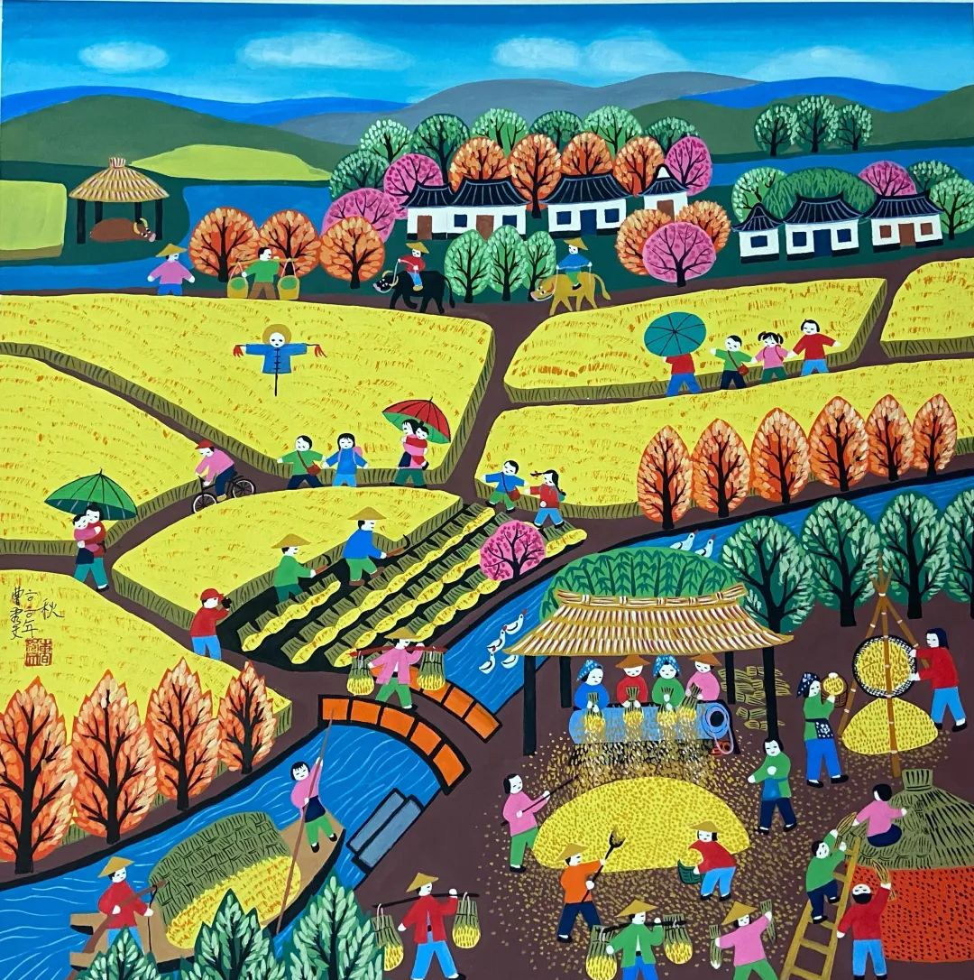 他的作品不仅展现了丰收的繁荣,更深刻地表达了农民们辛勤耕耘后的