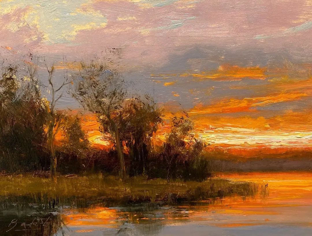 油画|晚霞落日 paul batch 人世间的一丝温柔(下)